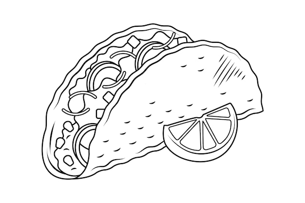 Kostenloser Vektor handgezeichnete taco-umrissillustration