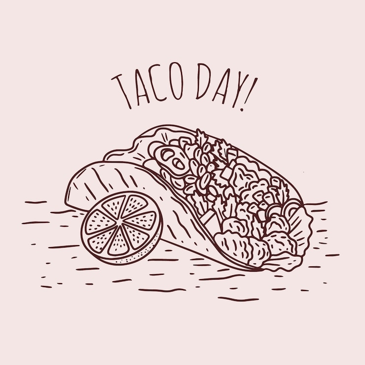 Kostenlose Vektor handgezeichnete taco-umrissillustration