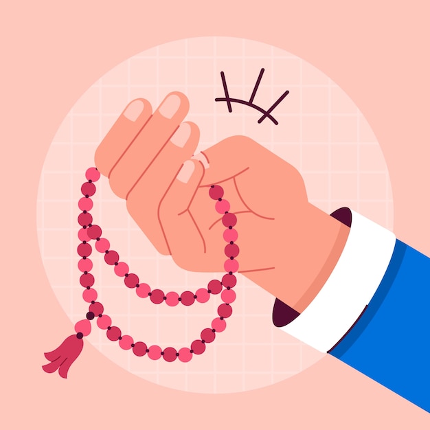 Kostenloser Vektor handgezeichnete tasbih-illustration mit flachem design