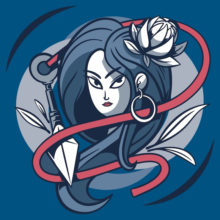 Kostenlose Vektor handgezeichnete tattoo-illustration im asiatischen stil