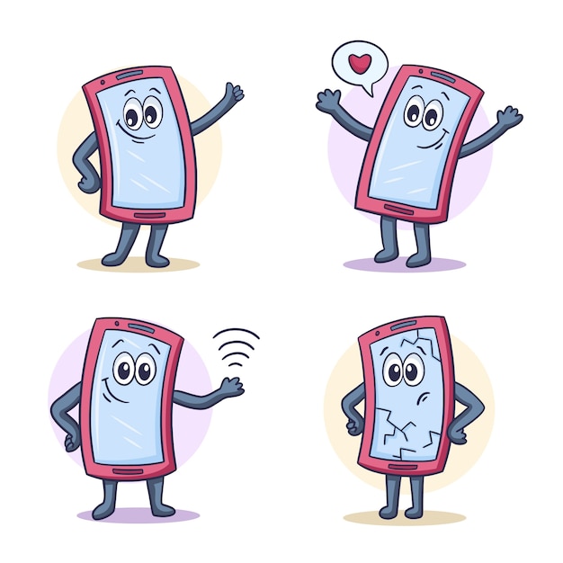 Handgezeichnete Telefon-Cartoon-Illustration