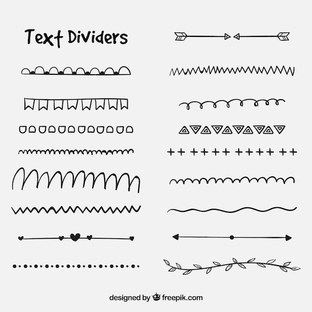 Kostenloser Vektor handgezeichnete textteiler