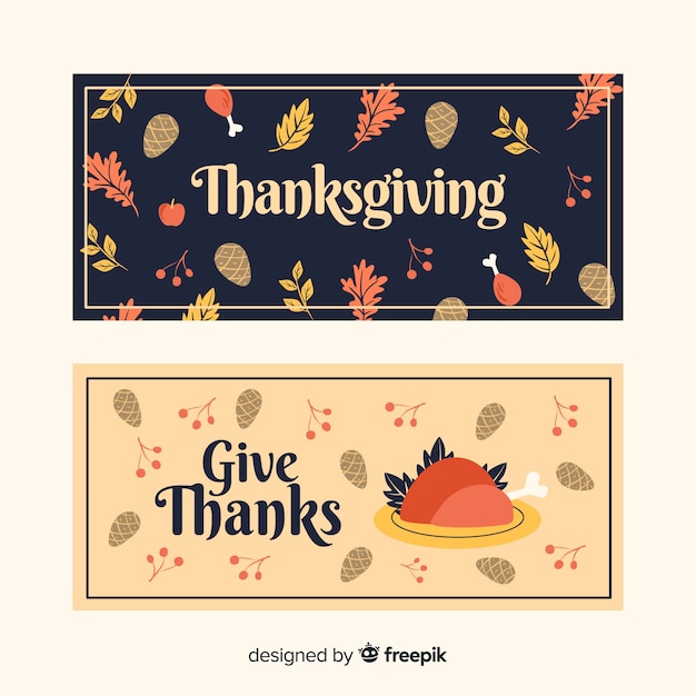 Kostenloser Vektor handgezeichnete thanksgiving banner vorlage