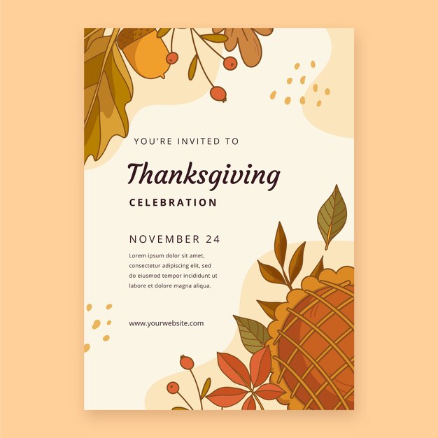 Handgezeichnete Thanksgiving-Einladungsvorlage