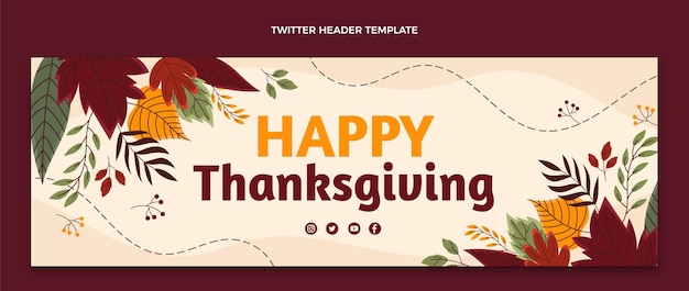 Handgezeichnete thanksgiving-twitter-cover-vorlage