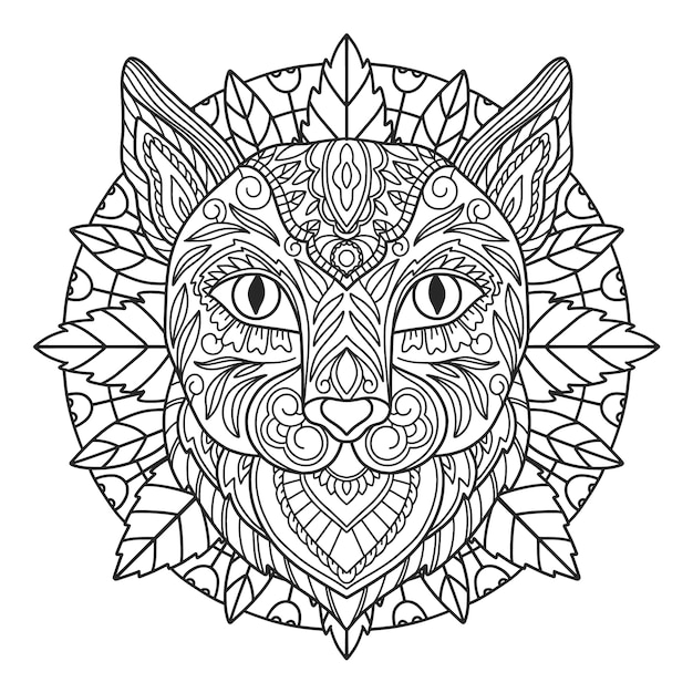 Handgezeichnete Tier-Mandala-Illustration