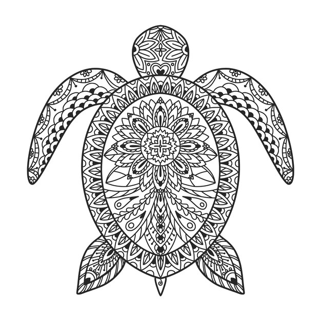 Handgezeichnete Tier-Mandala-Illustration