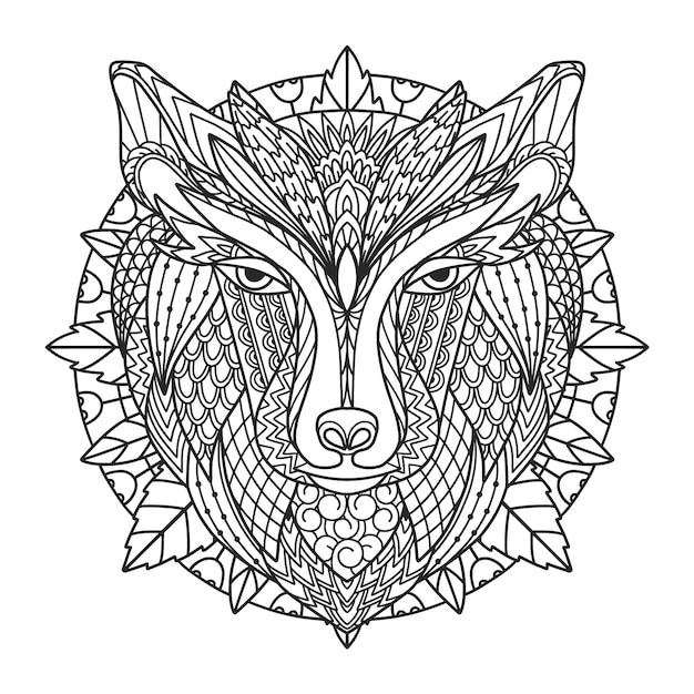 Handgezeichnete Tier-Mandala-Illustration