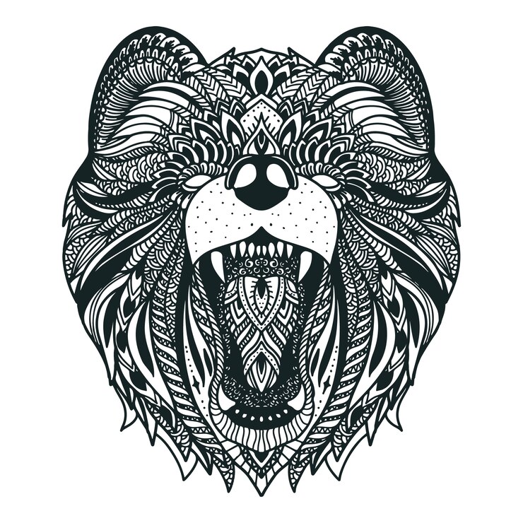 Kostenlose Vektor handgezeichnete tier-mandala-illustration
