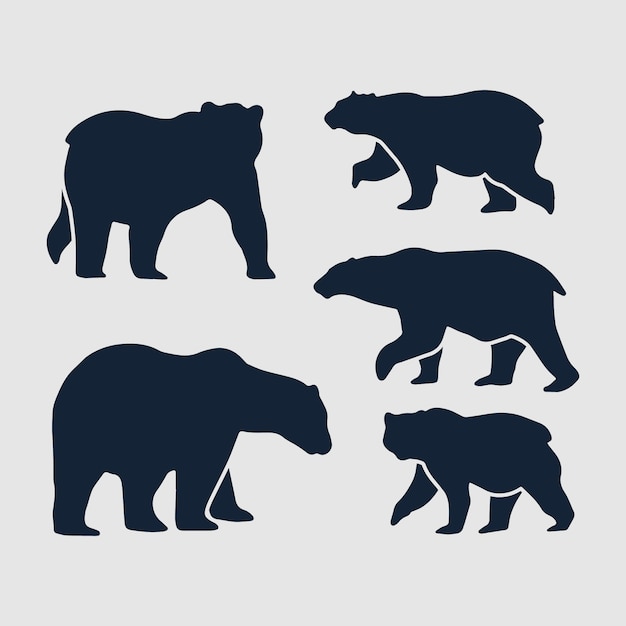 Handgezeichnete Tiere-Silhouette-Set