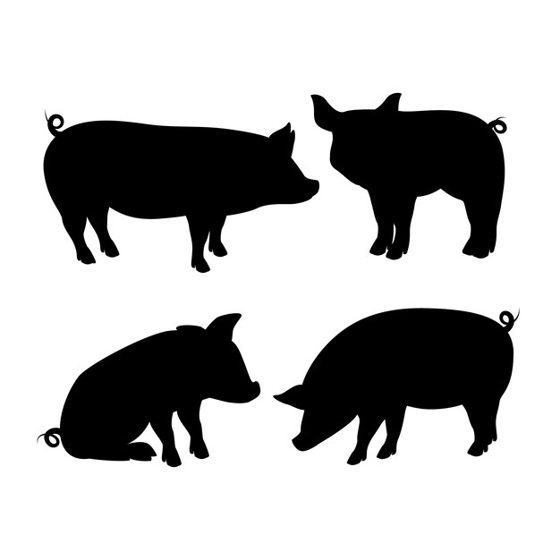 Handgezeichnete Tiere-Silhouette-Set
