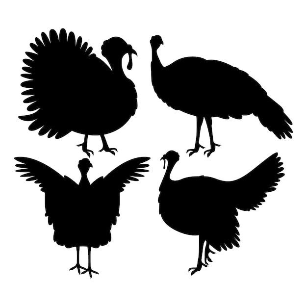 Handgezeichnete Tiere-Silhouette-Set
