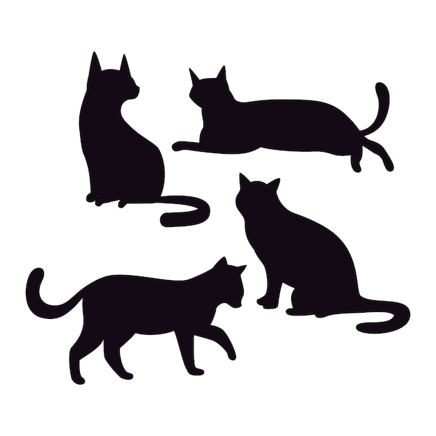 Handgezeichnete Tiere-Silhouette-Set