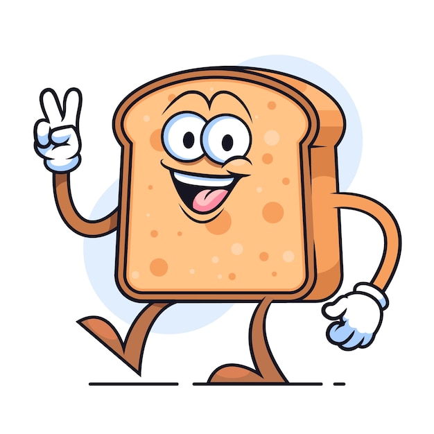 Kostenloser Vektor handgezeichnete toast-cartoon-illustration