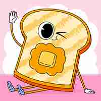 Kostenloser Vektor handgezeichnete toast-cartoon-illustration