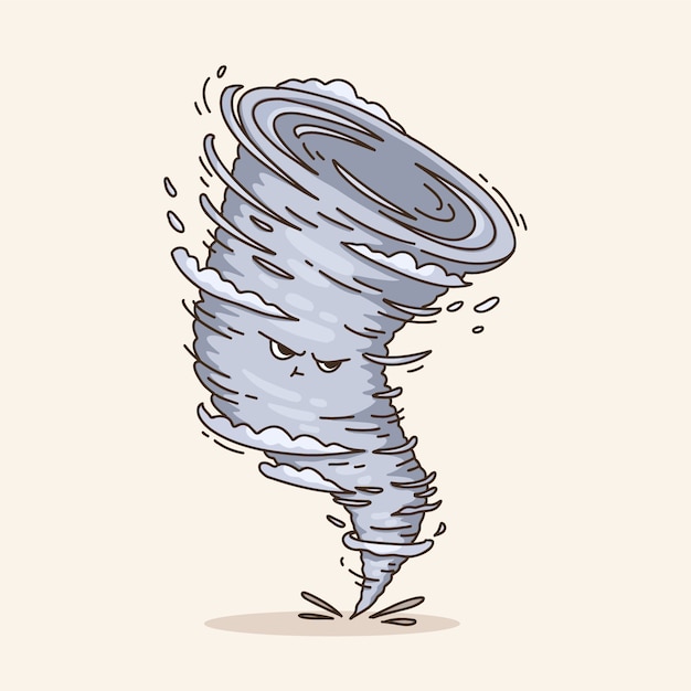 Kostenloser Vektor handgezeichnete tornado-cartoon-illustration