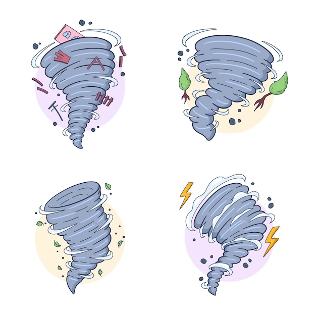 Handgezeichnete Tornado-Cartoon-Illustration