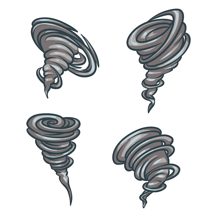 Kostenlose Vektor handgezeichnete tornado-cartoon-illustration