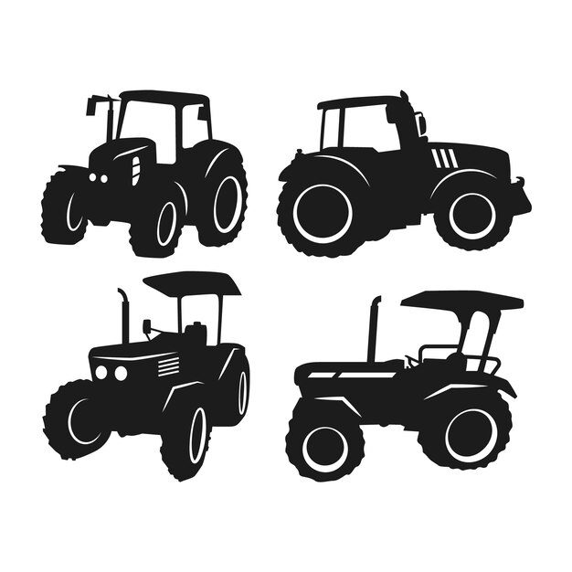 Handgezeichnete Traktor-Silhouette-Illustration
