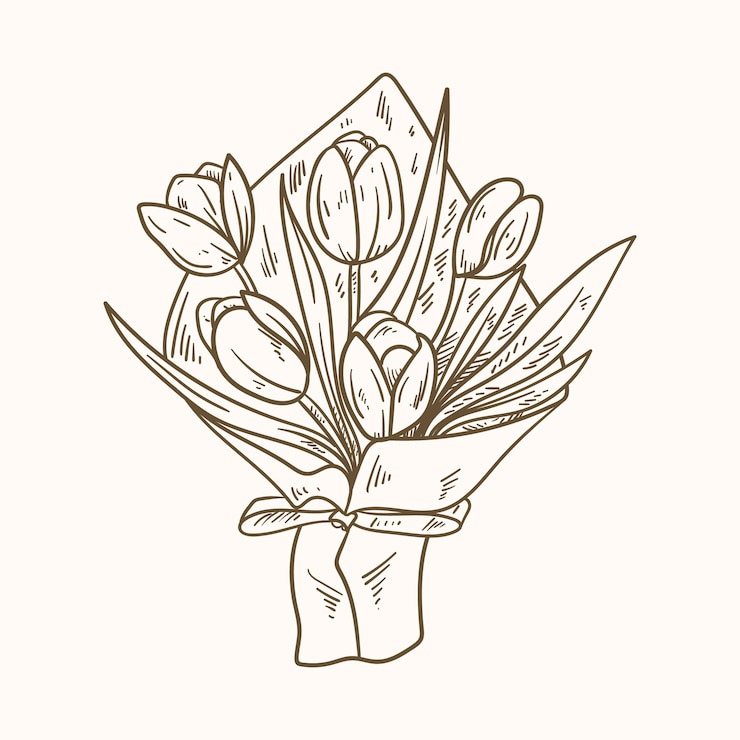 Kostenlose Vektor handgezeichnete tulpenumrissillustration
