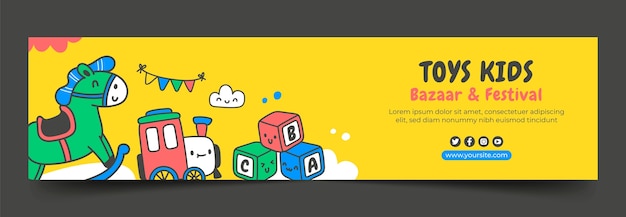 Handgezeichnete Twitch-Banner-Vorlage für Kinder