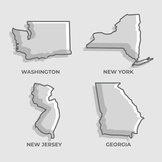 Handgezeichnete Übersichtskarte der USA-Staaten
