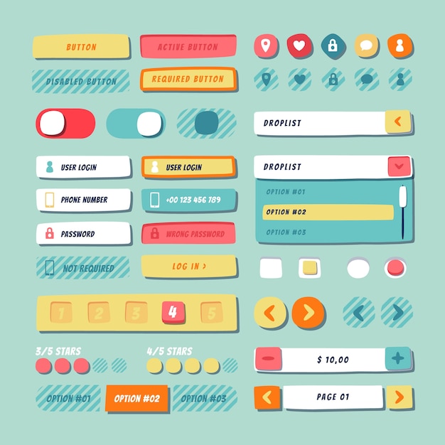 Handgezeichnete ui-kit-sammlung