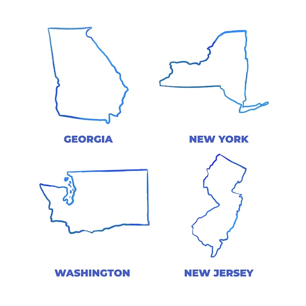 Kostenloser Vektor handgezeichnete usa-staaten umreißen kartenillustration