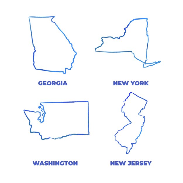 Handgezeichnete Usa-Staaten umreißen Kartenillustration