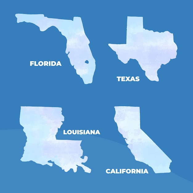 Kostenloser Vektor handgezeichnete usa-staaten umreißen kartenillustration