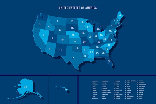 Handgezeichnete usa-übersichtskarte