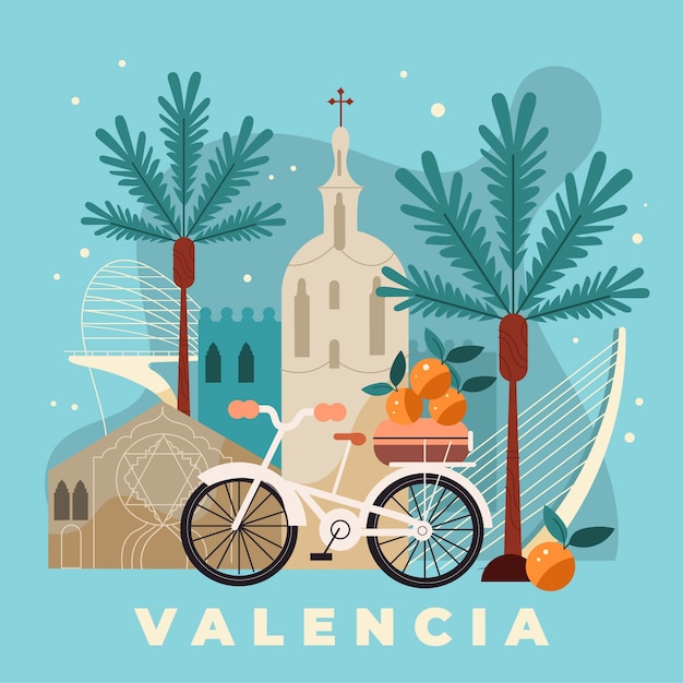Kostenloser Vektor handgezeichnete valencia-spanien-illustration