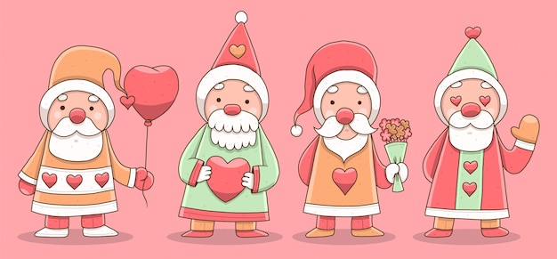 Kostenloser Vektor handgezeichnete valentinstag-gnome-sammlung