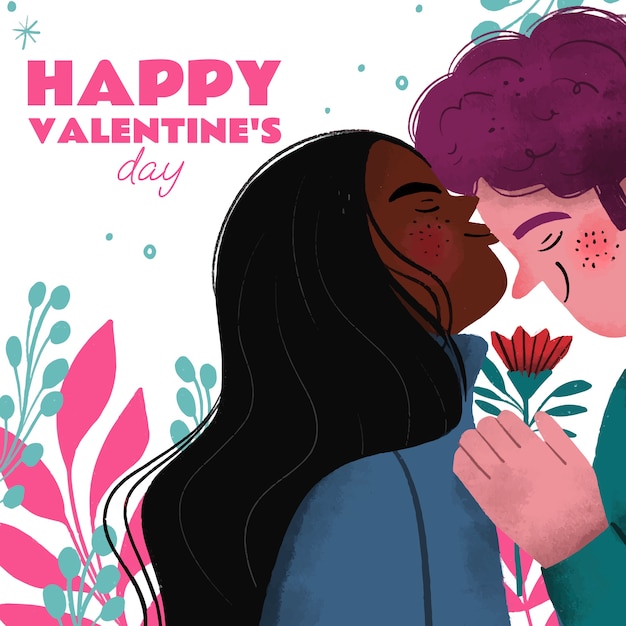 Kostenloser Vektor handgezeichnete valentinstag-illustration