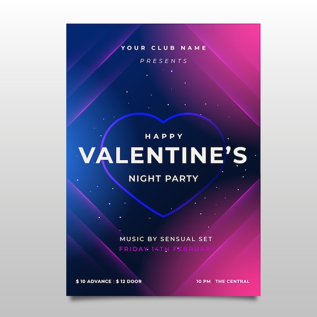 Handgezeichnete valentinstag party flyer vorlage