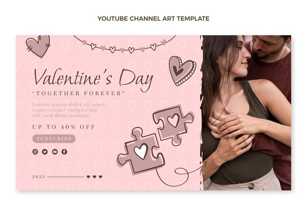 Handgezeichnete valentinstag youtube kanalkunst