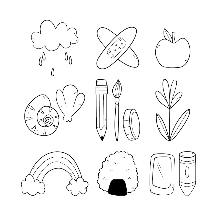 Kostenlose Vektor handgezeichnete verschiedene doodle-illustrationen