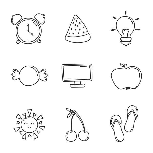 Handgezeichnete verschiedene Doodle-Illustrationen