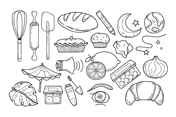 Kostenlose Vektor handgezeichnete verschiedene doodle-illustrationen