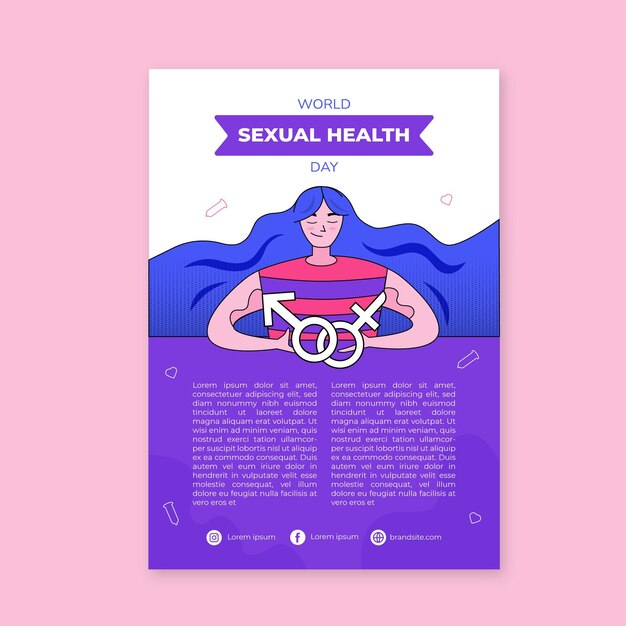 Handgezeichnete vertikale Flyer-Vorlage zum Welttag der sexuellen Gesundheit