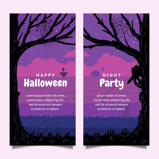Kostenloser Vektor handgezeichnete vertikale halloween-banner-set