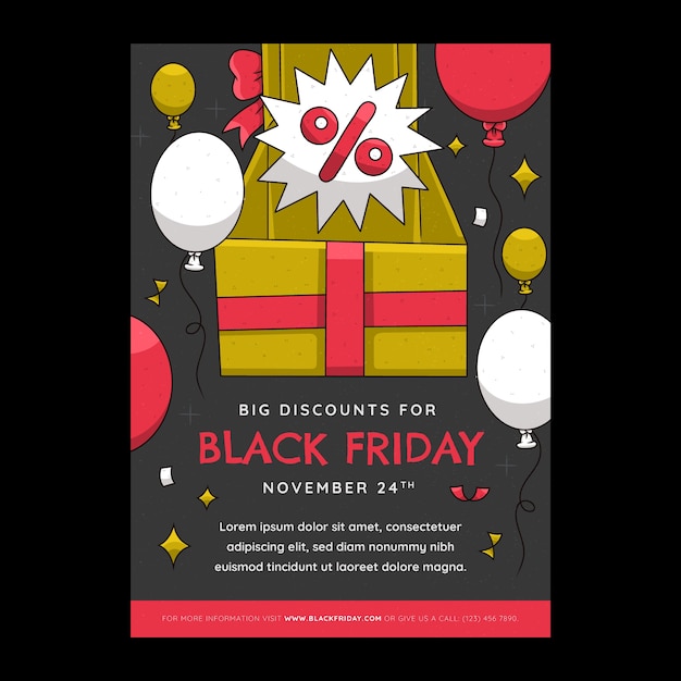 Handgezeichnete vertikale Plakatvorlage für Black-Friday-Verkäufe