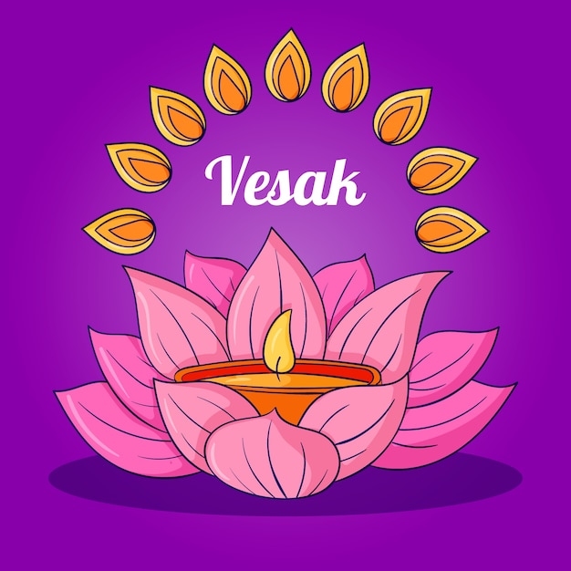 Handgezeichnete vesak-tagesillustration