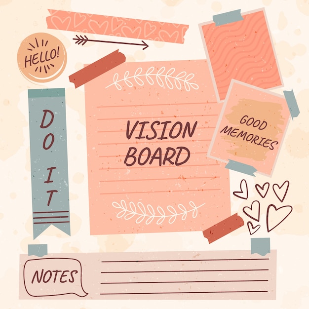 Handgezeichnete vision-board-illustration