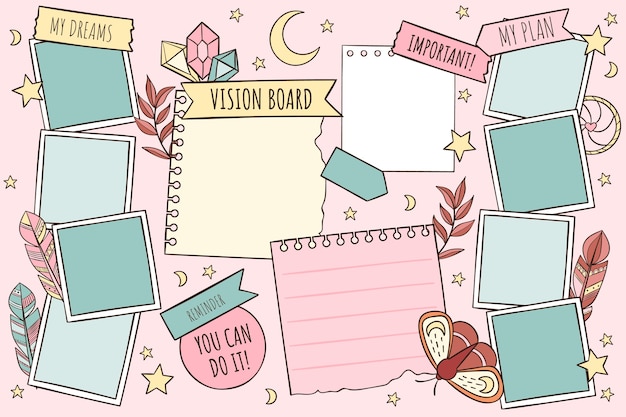 Handgezeichnete vision-board-illustration