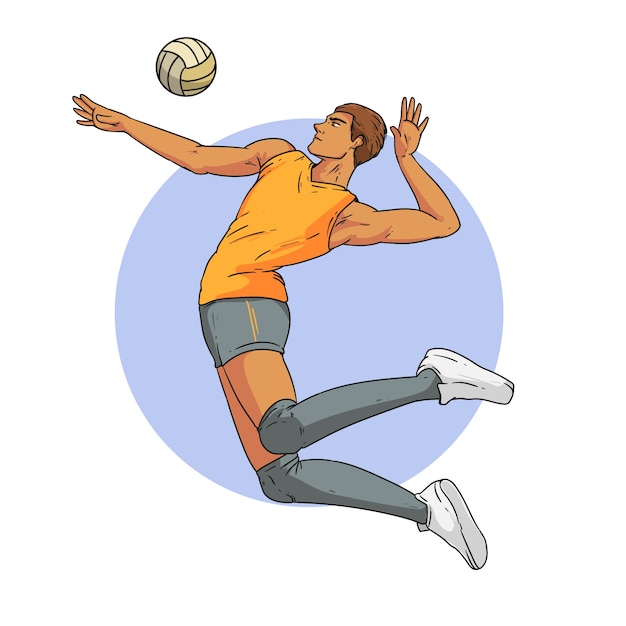 Kostenloser Vektor handgezeichnete volleyball-cartoon-illustration