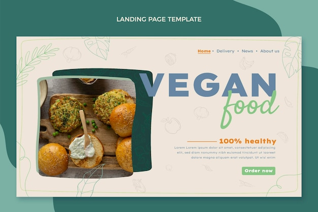 Handgezeichnete Vorlage für die Landingpage für Lebensmittel