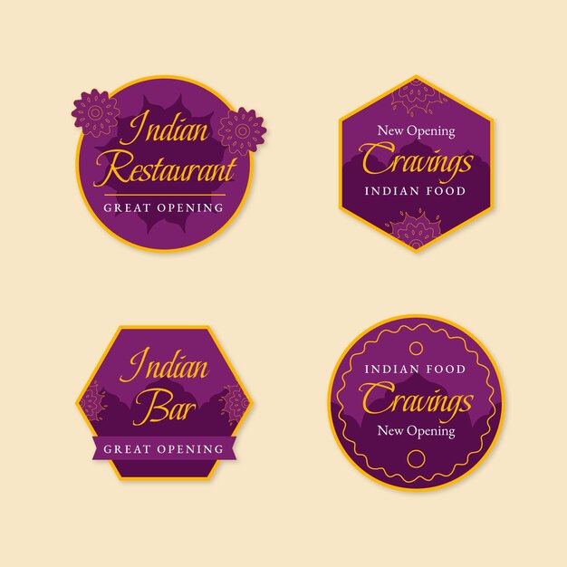 Handgezeichnete Vorlage für indische Restaurantetiketten