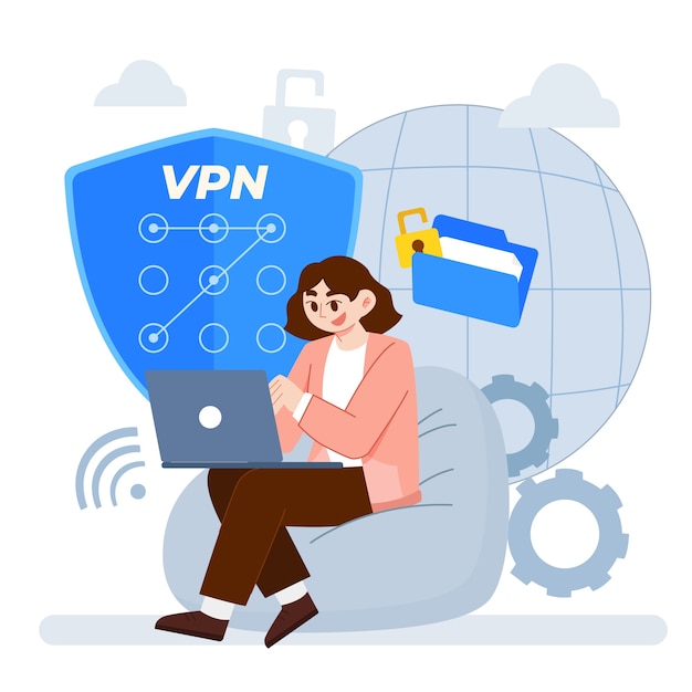 Handgezeichnete VPN-Illustration