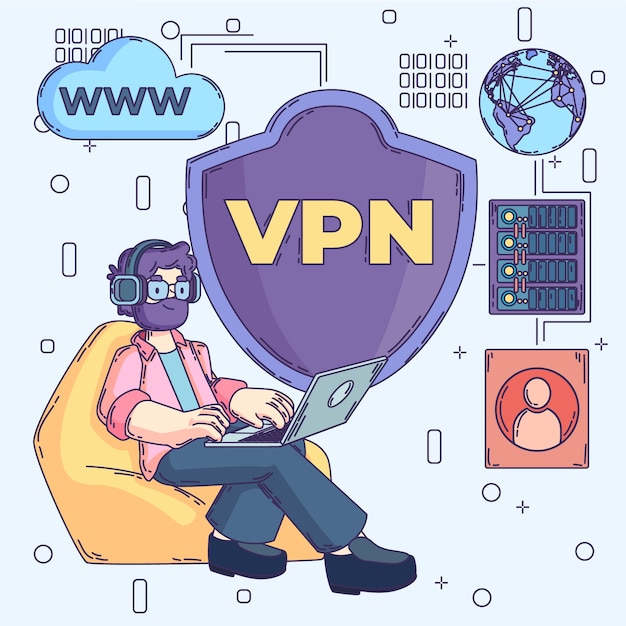 Handgezeichnete VPN-Illustration